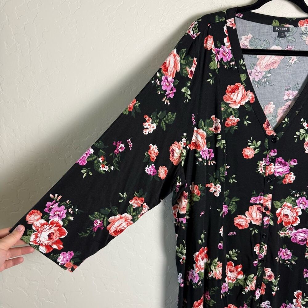 Torrid Black Floral Button Down Dress 3X 12075859 - Picture 14 of 14